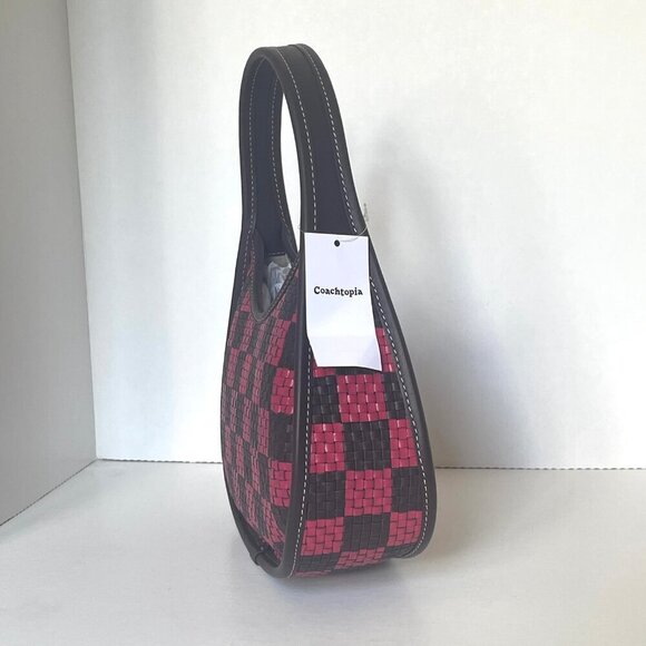 Coach Ergo Shoulder Bag CK566 Woven Checkerboard Leather Oxblood Red Pink - Picture 7 of 12